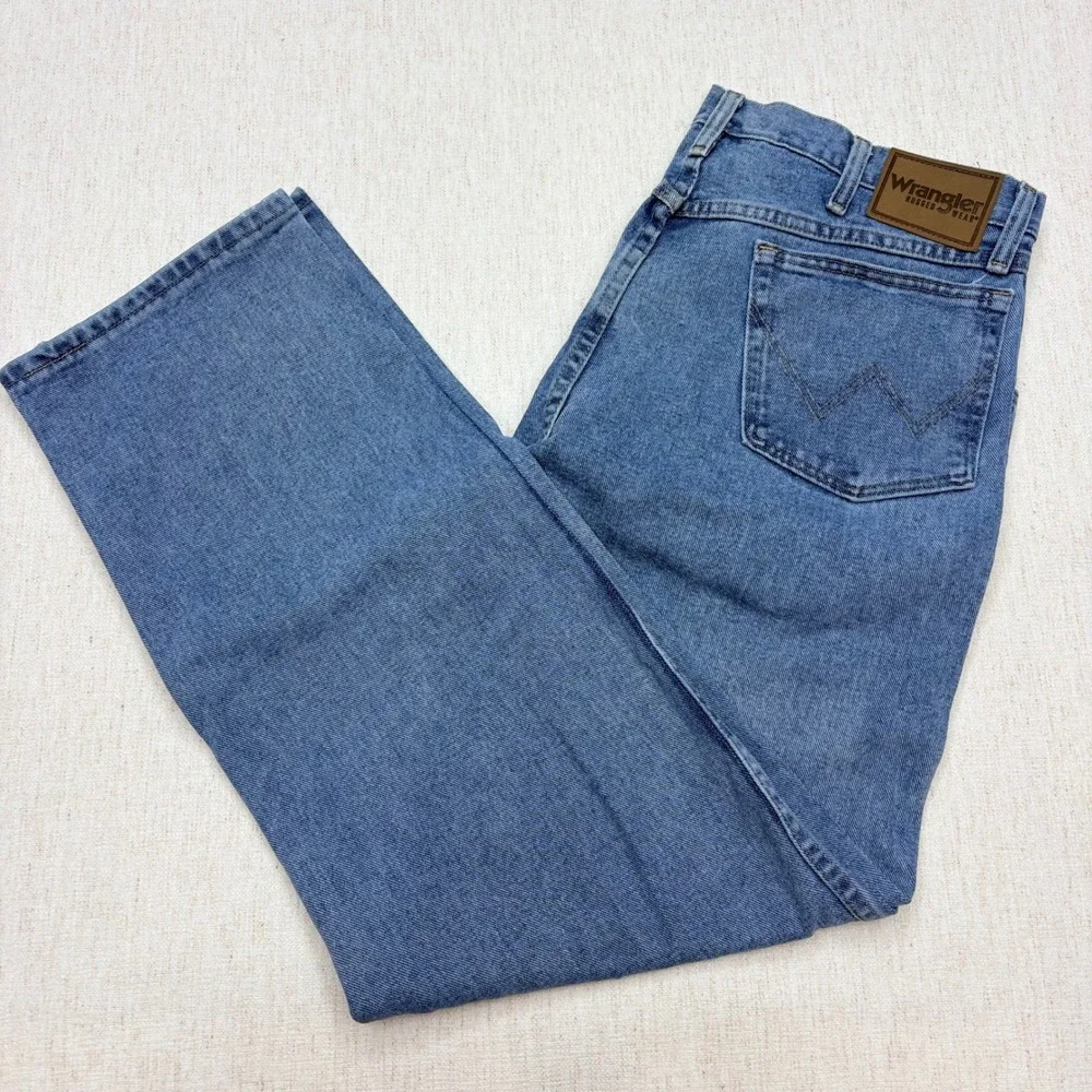 Wrangler Rugged Wear Relaxed Fit Jeans Mens 38x32 Blue Straight Leg Y2K Style